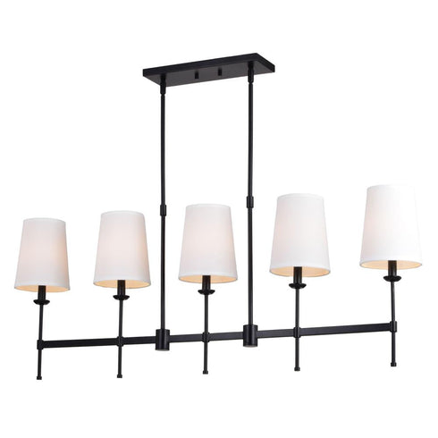 Vaxcel Camden 45.5 in 5 Light Linear Chandelier in Matte Black Model: H0289