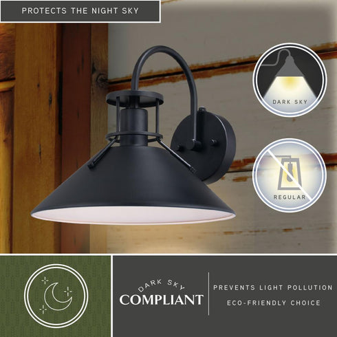 Vaxcel Canton 12 in. Outdoor Wall Light Matte Black and Glossy White in Matte Black and White Finish Model: T0748