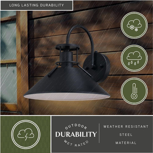 Vaxcel Canton 12 in. Outdoor Wall Light Matte Black and Glossy White in Matte Black and White Finish Model: T0748