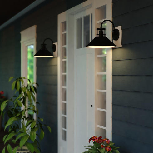 Vaxcel Canton 12 in. Outdoor Wall Light Matte Black and Glossy White in Matte Black and White Finish Model: T0748