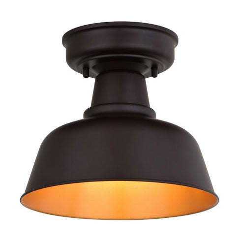 Vaxcel Cody 10.25 in. W Outdoor Semi Flush Mount in Oil Rubbed Bronze and Light Gold Model: T0770