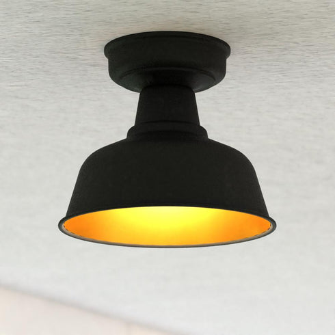 Vaxcel Cody 10.25 in. W Outdoor Semi Flush Mount in Oil Rubbed Bronze and Light Gold Model: T0770