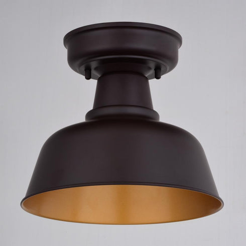 Vaxcel Cody 10.25 in. W Outdoor Semi Flush Mount in Oil Rubbed Bronze and Light Gold Model: T0770
