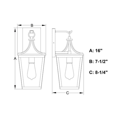 Vaxcel Cottage Grove 7.5 in. W Outdoor Wall Light in Matte Black Model: T0774