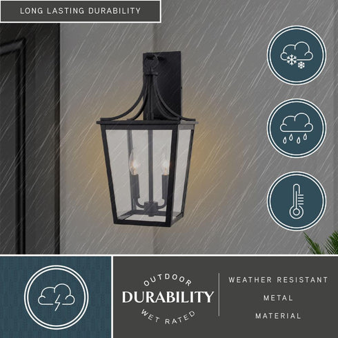 Vaxcel Cottage Grove 9 in. W Outdoor Wall Light in Matte Black Model: T0775