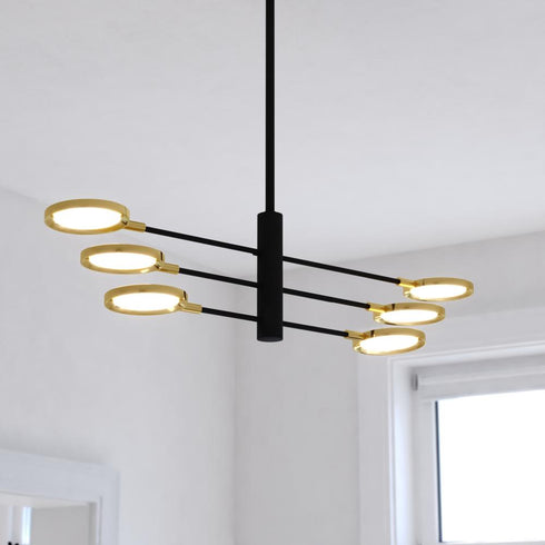 Vaxcel Cullerto 34.75 in. 6 Light LED Pendant in Matte Black and Antique Gold Model: P0424