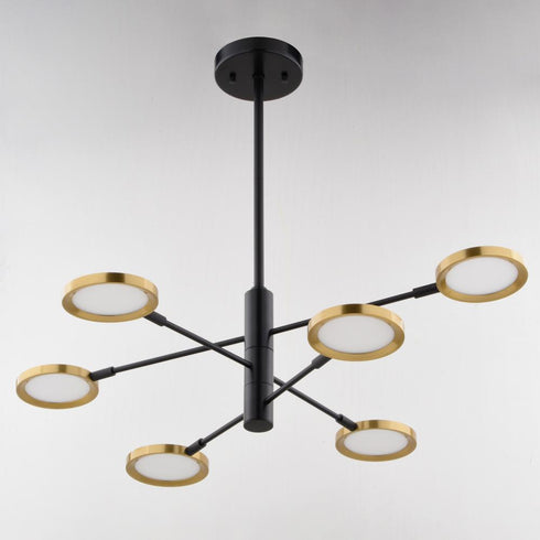 Vaxcel Cullerto 34.75 in. 6 Light LED Pendant in Matte Black and Antique Gold Model: P0424