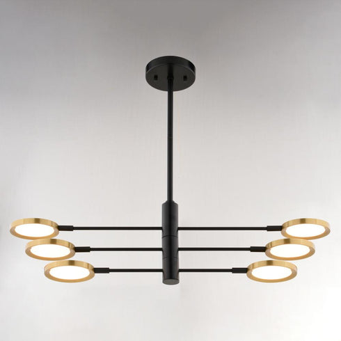 Vaxcel Cullerto 34.75 in. 6 Light LED Pendant in Matte Black and Antique Gold Model: P0424