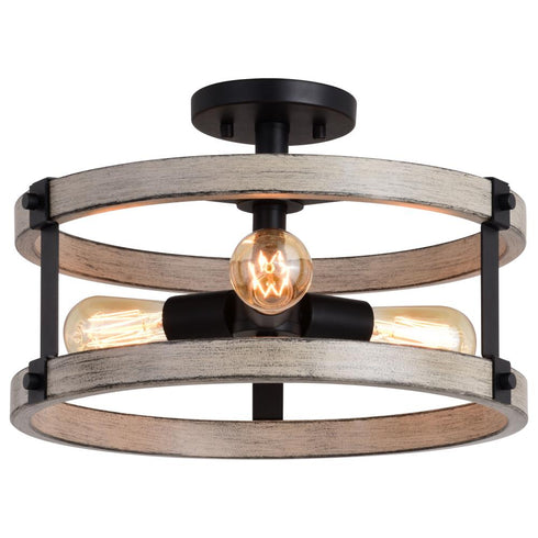 Vaxcel_discontinued Danvers 16 in Semi Flush in Textured Black and Weathered Gray Model: C0283