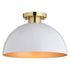 Vaxcel Devon 13 in. Semi Flush in Glossy White and Satin Brass Model: C0305
