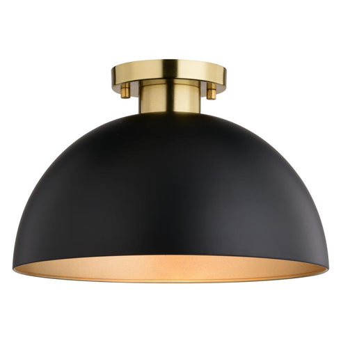 Vaxcel Devon 13 in. Semi Flush in Matte Black and Satin Brass Model: C0306