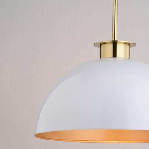 Vaxcel Devon 16 in. Pendant in Glossy White and Satin Brass Model: P0411