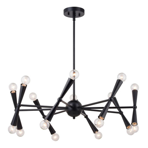 Vaxcel Drake 29 in. 16 Light Chandelier in Matte Black Model: H0292