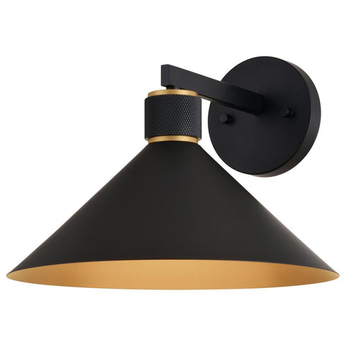 Vaxcel Dunbar 12 in Outdoor Wall Light in Matte Black and Gold Model: T0682