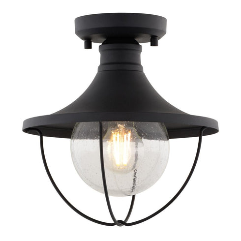 Vaxcel Dunlap 10 in. W Outdoor Semi Flush Mount in Textured Black Model: T0780