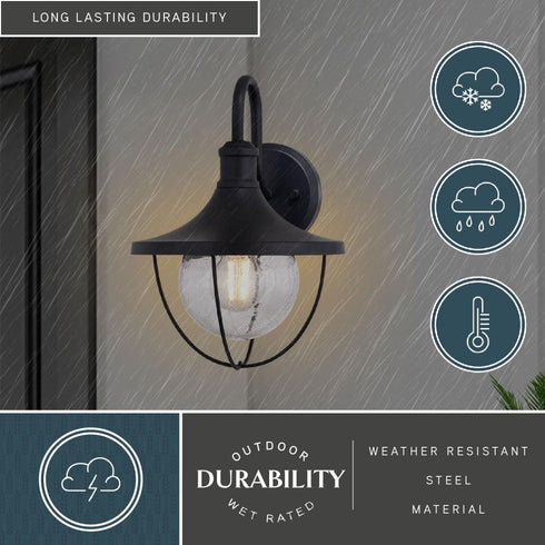 Vaxcel Dunlap 9 in. W Outdoor Wall Light in Textured Black Model: T0779