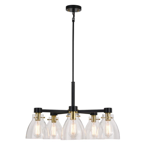 Vaxcel Elgin 27 in. 5 Light Chandelier in Black and Gold Model: H0307