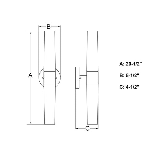 Vaxcel Elliot 20.5 in. 2 Light Wall Light in Matte Black Model: W0457