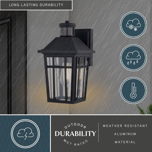 Vaxcel Garfield Park 12.25 in. H Outdoor Motion Sensor Wall Light in Textured Black Model: T0781