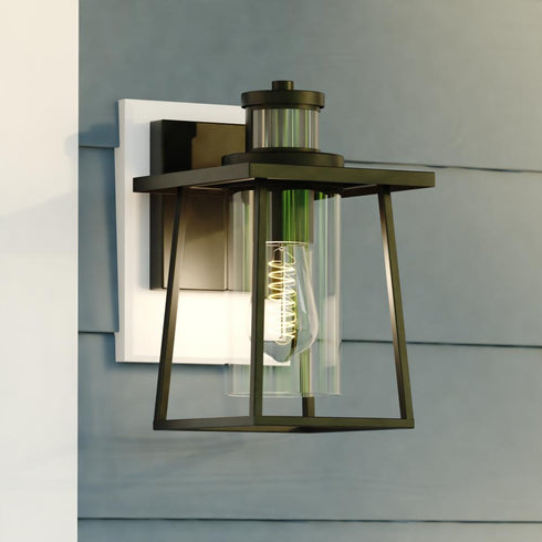 Vaxcel Geneva Dualux 7 in. Outdoor Motion Sensor Wall Light in Textured Black Model: T0729
