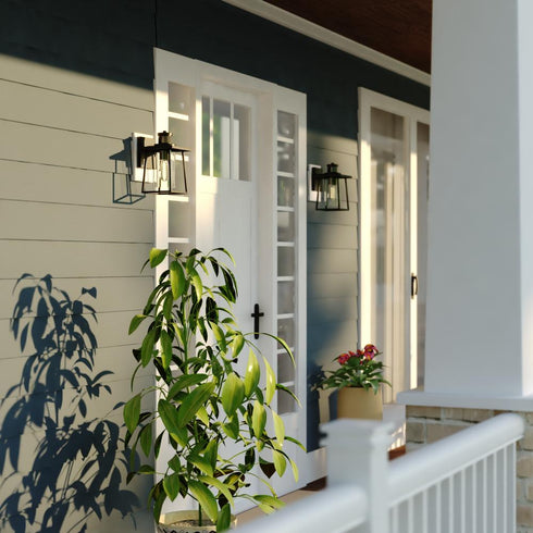 Vaxcel Geneva Dualux 7 in. Outdoor Motion Sensor Wall Light in Textured Black Model: T0729