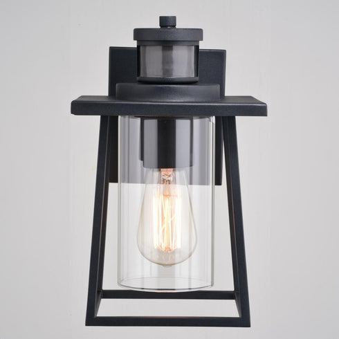 Vaxcel Geneva Dualux 7 in. Outdoor Motion Sensor Wall Light in Textured Black Model: T0729