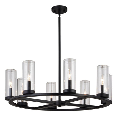 Vaxcel Grantley 30 in 8 Light Indoor Outdoor Chandelier in Matte Black Model: H0291