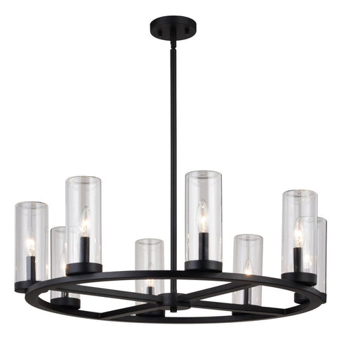 Vaxcel Grantley 30 in 8 Light Indoor Outdoor Chandelier in Matte Black Model: H0291