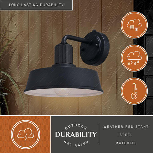Vaxcel Hammond 10 in. Outdoor Wall Light Matte Black and Glossy White in Matte Black and White Finish Model: T0750