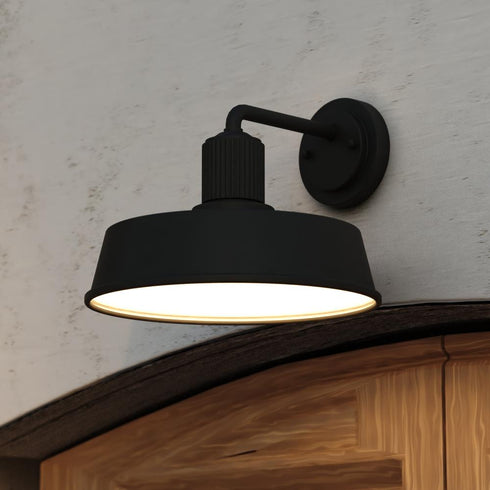 Vaxcel Hammond 12 in. Outdoor Wall Light Matte Black and Glossy White in Matte Black and White Finish Model: T0751