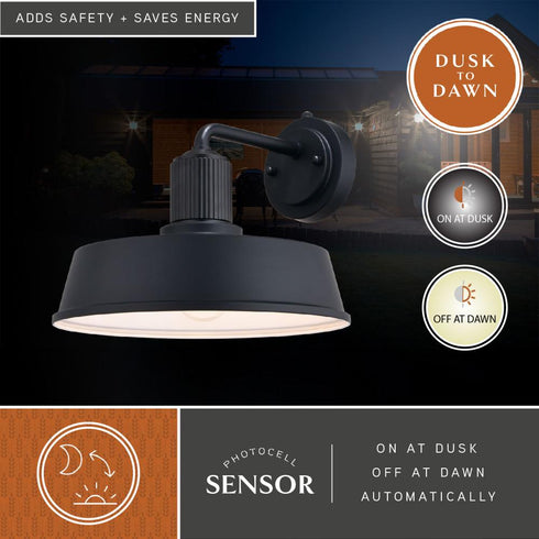 Vaxcel Hammond 12 in. Outdoor Wall Light Matte Black and Glossy White in Matte Black and White Finish Model: T0751
