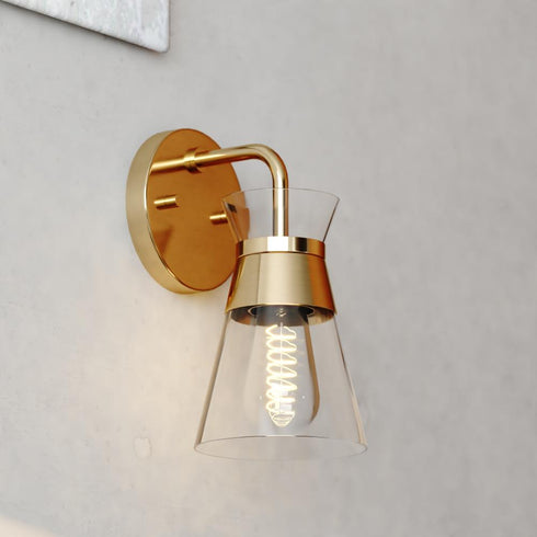 Vaxcel Harper 10.25 in. H 1 Light Wall Light in Natural Brass Model: W0472