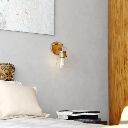 Vaxcel Harper 10.25 in. H 1 Light Wall Light in Natural Brass Model: W0472