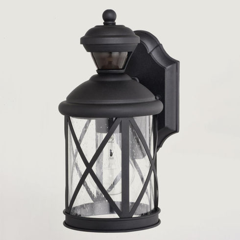 Vaxcel Henderson Dualux 5.25 in Outdoor Motion Sensor Wall Light in Textured Black Model: T0713