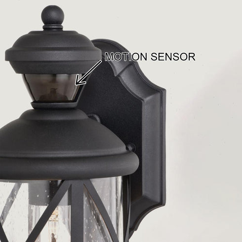 Vaxcel Henderson Dualux 5.25 in Outdoor Motion Sensor Wall Light in Textured Black Model: T0713