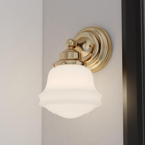 Vaxcel Huntley 1 Light Wall Light in Natural Brass Model: W0451