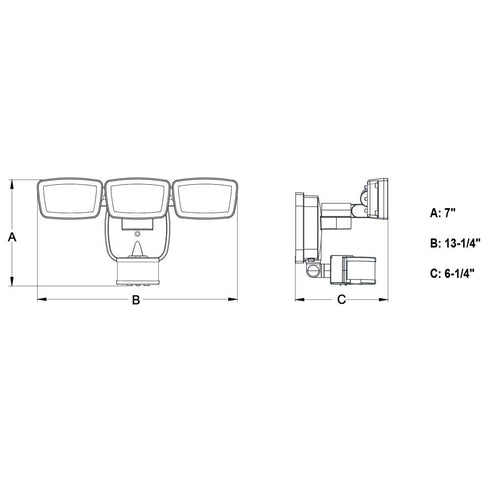 Vaxcel in White Integrated LED Motion Sensor Dusk to Dawn 3 Head Outdoor Security Flood Light 240 Degree 8 Model: T0702