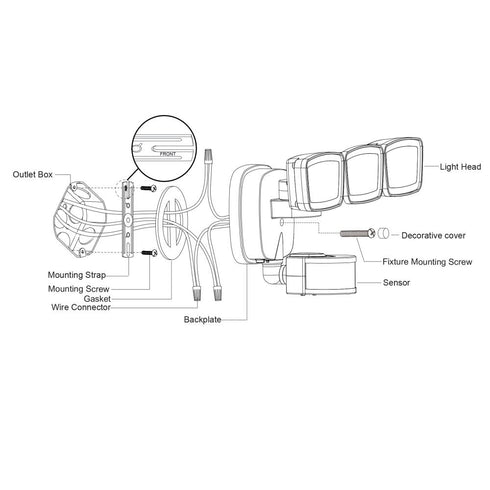 Vaxcel in White Integrated LED Motion Sensor Dusk to Dawn 3 Head Outdoor Security Flood Light 240 Degree 8 Model: T0702