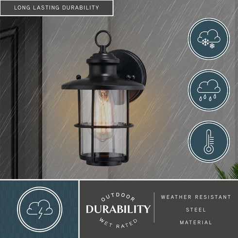 Vaxcel Lake Shore 6.25 in Outdoor Wall Light in Textured Black Model: T0741