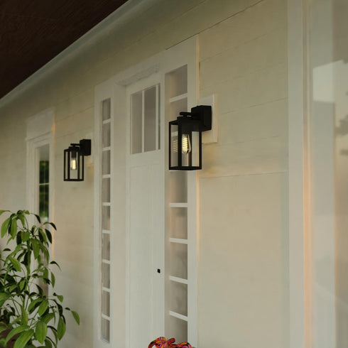 Vaxcel Lombard 5 in. Outdoor Wall Light with GFCI Outlet in Textured Black Model: T0786