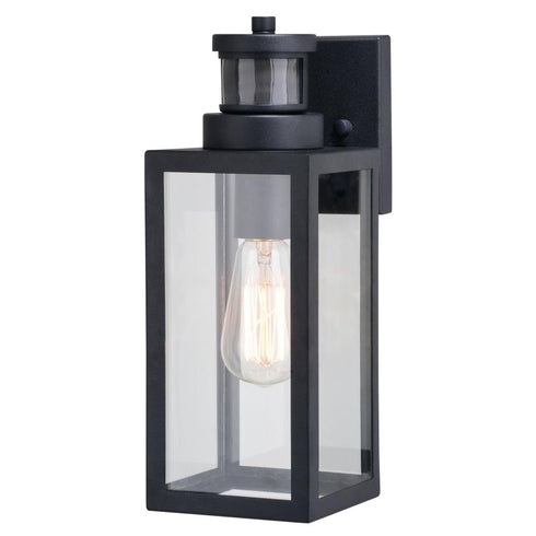 Vaxcel Lombard Dualux 4.75 in. Outdoor Motion Sensor Wall Light in Textured Black Model: T0736