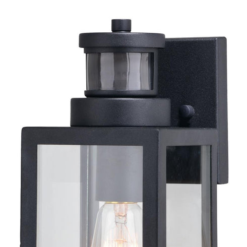 Vaxcel Lombard Dualux 4.75 in. Outdoor Motion Sensor Wall Light in Textured Black Model: T0736