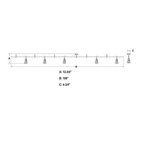 Vaxcel Milford 9 ft. 5 Light Flexible Track Light in Black Model: C0317