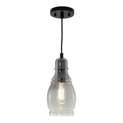 Vaxcel Millie 11.75 in.H Mini Pendant in Matte Black with Smoke Glass Model: P0377