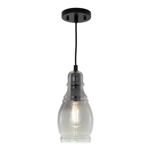 Vaxcel Millie 11.75 in.H Mini Pendant in Matte Black with Smoke Glass Model: P0377