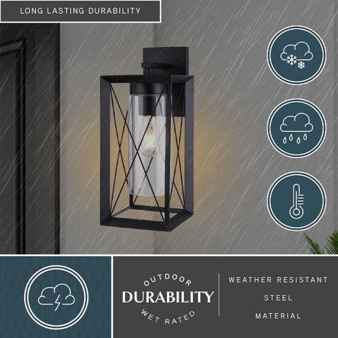 Vaxcel Milton 7 in. W Outdoor Wall Light in Matte Black Model: T0763