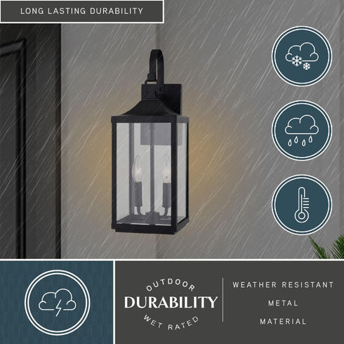Vaxcel Old Town 7 in. W 2 Light Outdoor Wall Light in Textured Black Model: T0764