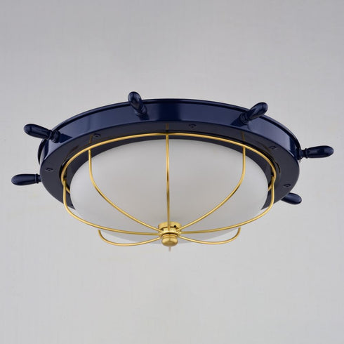 Vaxcel Orleans 15 in. W Flush Mount in Navy Blue and Matte Gold Model: C0316