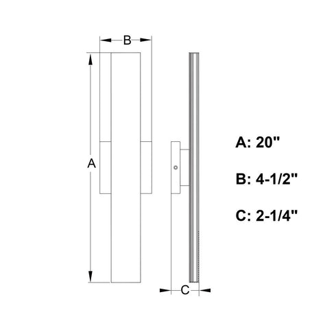 Vaxcel Owen 20 in. H LED Outdoor Wall Light in Matte Black Model: T0766