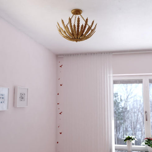 Vaxcel Ozette 18 in. W 3 Light Semi Flush Mount Heritage Gold in Painted Gold Finish Model: C0319